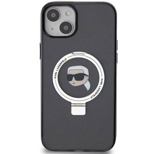 Karl Lagerfeld KLHMP15MHMRSKHK iPhone 15 Plus 6.7" fekete keménytok gyűrűs állvány Karl Head MagSafe - Image 2