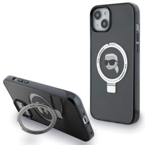 Karl Lagerfeld KLHMP15MHMRSKHK iPhone 15 Plus 6.7" fekete keménytok gyűrűs állvány Karl Head MagSafe