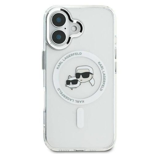 Karl Lagerfeld KLHMP16SHLSKCH iPhone 16 6.1" fehér keménytok IML fém Karl&Choupette fej MagSa - Image 2