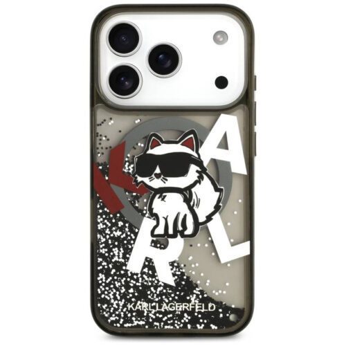 Karl Lagerfeld folyékony csillogó Choupette Logo MagSafe tok iPhone 17 Pro fekete - Image 2