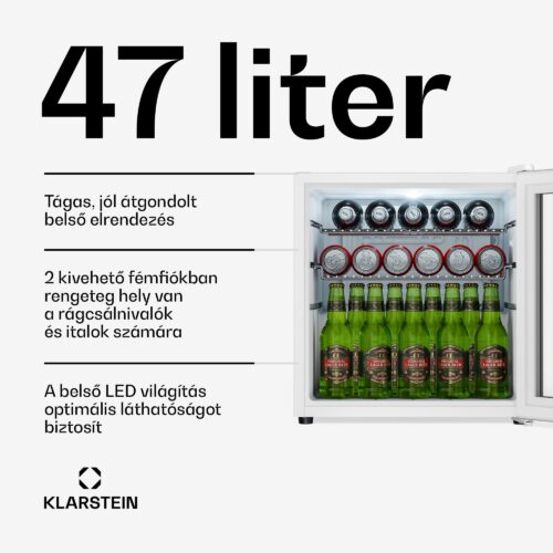Klarstein Beersafe italhűtő üvegajtóval | 44 x 48 cm | LED-es belső világítás | Ezüst-fehér - Image 2