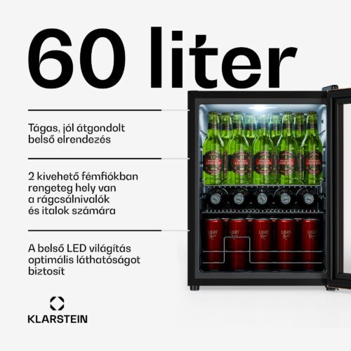 Klarstein Beersafe italhűtő üvegajtóval | 64 x 48 cm | 60 liter | 85 W | Réz/Fekete - Image 2