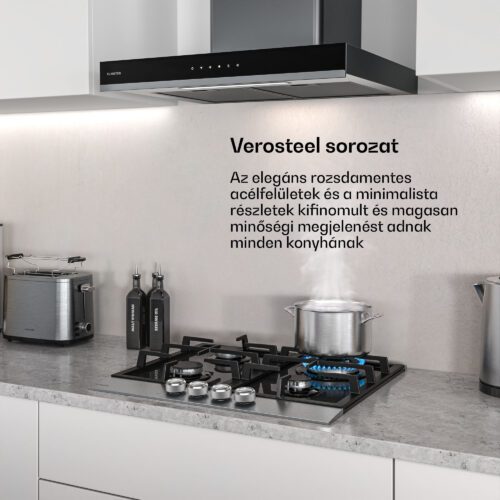 Klarstein Verosteel gázfőzőlap + Verosteel kéményelszívó | rozsdamentes acél | 60 cm - Image 2