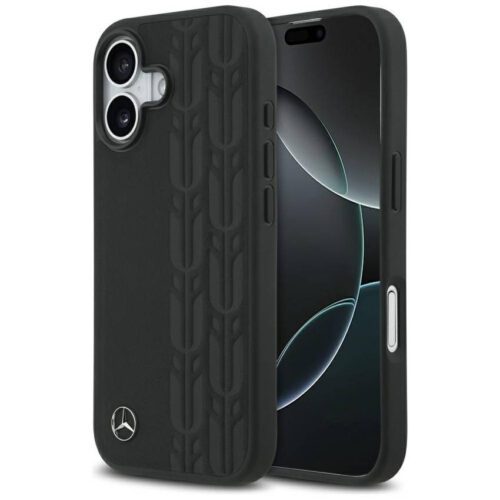 Mercedes Leather Laurel Leaves MagSafe tok iPhone 17 Fekete