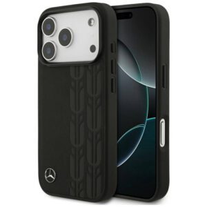 Mercedes Leather Laurel Leaves MagSafe tok iPhone 17 Pro Fekete