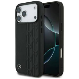 Mercedes Leather Laurel Leaves MagSafe tok iPhone 17 Pro Max-hoz Fekete