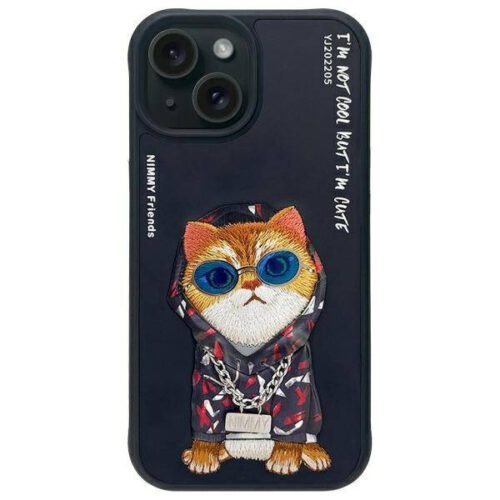 Nimmy Glasses Cool Cat tok iPhone 15 - fekete