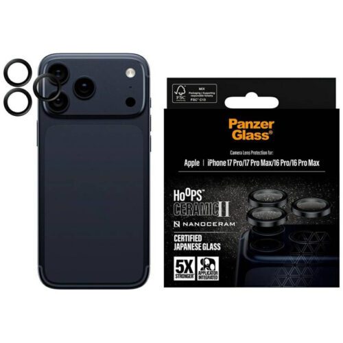 PanzerGlass Hoops Ceramic II kamera objektív üveg iPhone 17 Pro / 17 Pro Max / 16 Pro / 16 Pro Max készülékhez