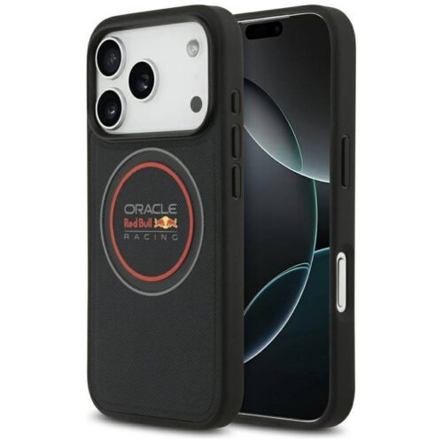 Red Bull hálós logó és piros gyűrű MagSafe tok iPhone 17 Pro Max tengerészkékhez