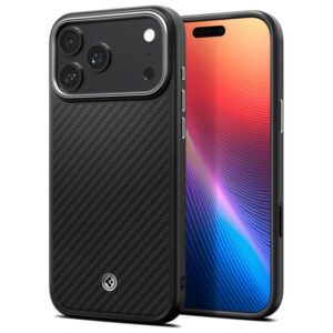 Spigen Enzo Aramid "T" Mag Mag MagSafe tok iPhone 17 Pro Fekete Ezüst