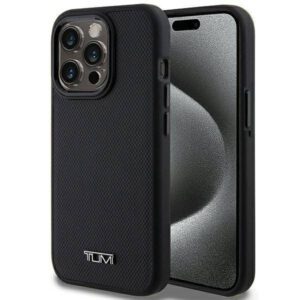 Tumi TUHMP15LRBAK Leather Ballistic Pattern MagSafe-kompatibilis tok iPhone 15 Pro - fekete