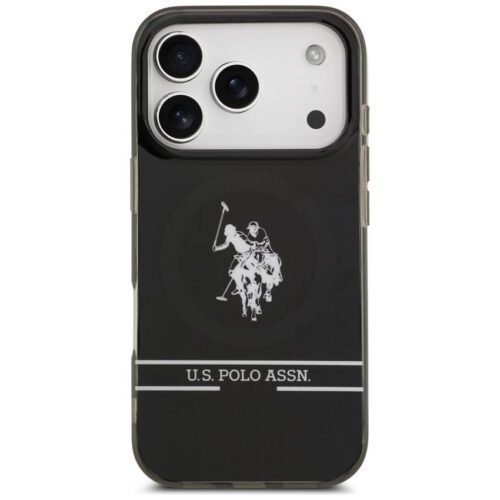 US Polo DH és alsó csíkos logó MagSafe tok iPhone 17 Pro Fekete - Image 2