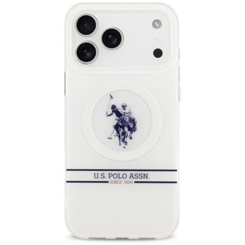 US Polo DH és alsó csíkos logó MagSafe tok iPhone 17 Pro Max Fehér - Image 2