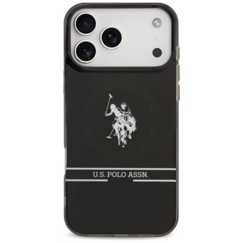 US Polo DH és alsó csíkos logó MagSafe tok iPhone 17 Pro Max fekete - Image 2