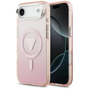 tok Guess IML Gradient Triangle Logo MagSafe iPhone Air rózsaszín tokhoz