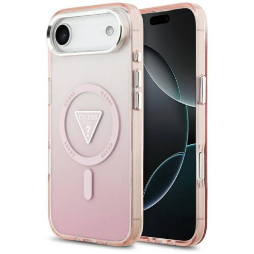 tok Guess IML Gradient Triangle Logo MagSafe iPhone Air rózsaszín tokhoz