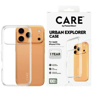 Case CARE by PanzerGlass zászlóshajó Urban Explorer w. Clear Frame iPhone 17 Pro átlátszó tokhoz