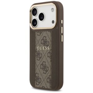 GUESS tok IPHONE 17 Pro kompatibilis a MagSafe GUHMP17LPG4SEMCW (PU W/ 4G csíkkal) barna