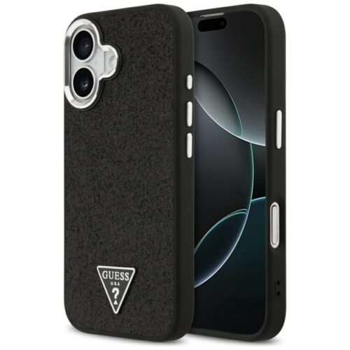 Guess tok Guess Glitter Triangle Logo MagSafe iPhone 17 fekete