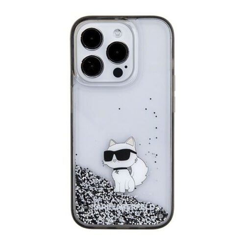 Karl Lagerfeld KLHCP15LLKCNSK iPhone 15 Pro 6.1" átlátszó keménytok folyékony csillogó Choupette - Image 2