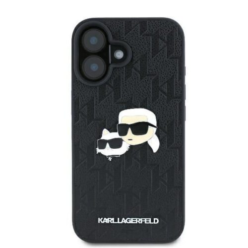 Karl Lagerfeld KLHCP16SPGKLKCPK Monogram Karl&Chaoupette Head Pin keménytok iPhone 16 - fekete - Image 2