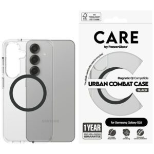 PanzerGlass Flagship Urban Combat Black QI MagSafe-kompatibilis tok Samsung Galaxy S25 - átlátszó