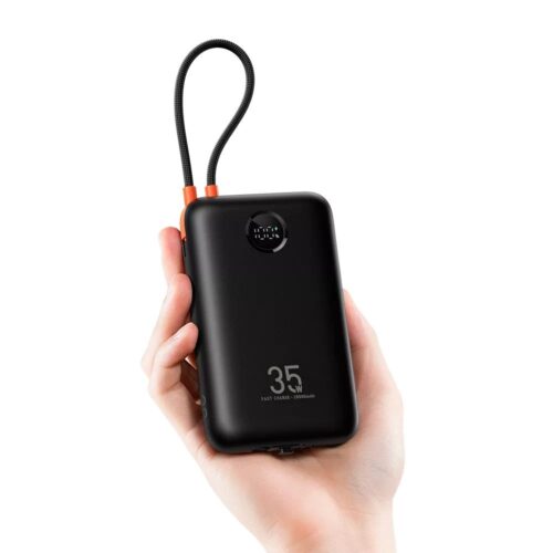 Veger K2 (W2068) powerbank 1xUSB-A és 1xUSB-C csatlakozással beépített Type-C és Lightning kábellel 20000mAh 35W PD QC3.0 - fekete - Image 2
