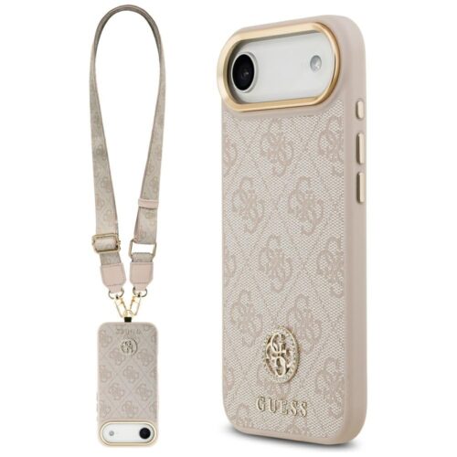tok Guess 4G Strass Logo & Big Strap fém gombok MagSafe iPhone Air rózsaszín