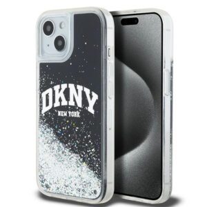 DKNY DKHCP15SLBNAEK Liquid Glitter Big Logo tok iPhone 15 - fekete