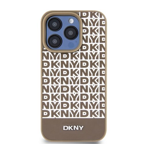 DKNY DKHMP15XPSOSPW Leather Printed Pattern Metal Logo MagSafe-kompatibilis tok iPhone 15 Pro Max - barna - Image 2