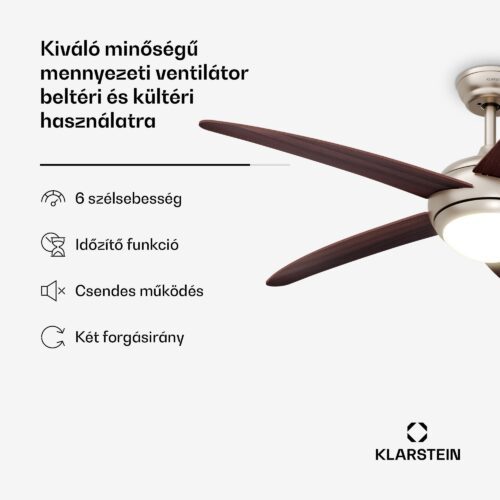 Klarstein Bolero mennyezeti ventilátor világítással | 132 cm | 35 W | Csendes működés | Fa - Image 2
