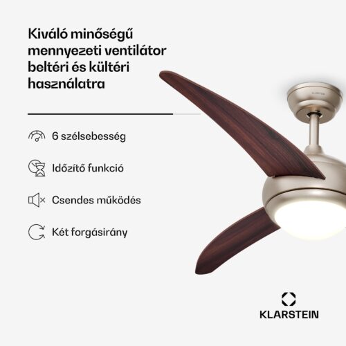 Klarstein El Paso mennyezeti ventilátor világítással | 132 cm | 35 W | Csendes működés | Fa - Image 2