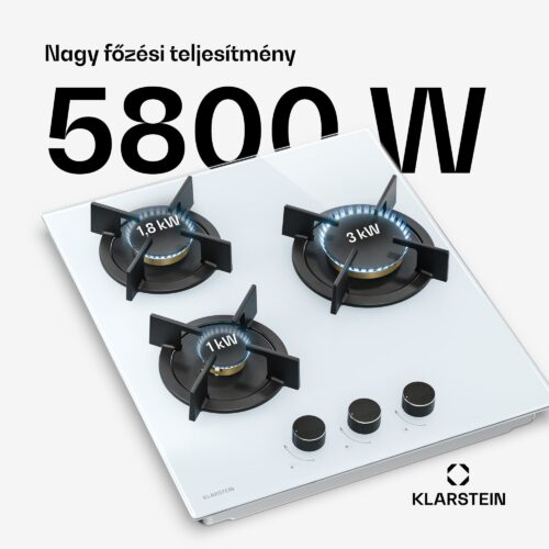 Klarstein Goldflame gáz főzőlap | 3 égő elektromos gyújtással | földgáz és PB-gáz | 5800 W | 45 cm - Image 2
