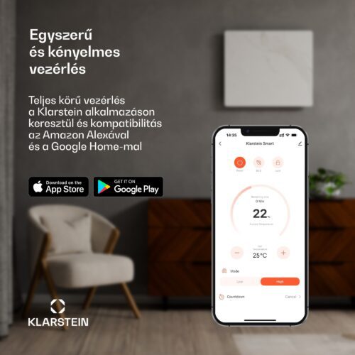 Klarstein MarmoHeat infravörös panel | 600 W | 5 - 9 m² | márvány design | 70 cm x 100 cm - Image 2
