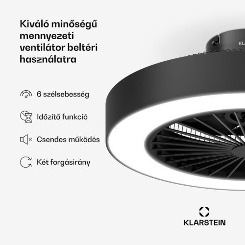 Klarstein ZenBreeze intelligens mennyezeti ventilátor világítással | 48 cm | 16 W | Csendes | LED | Akril - Image 2