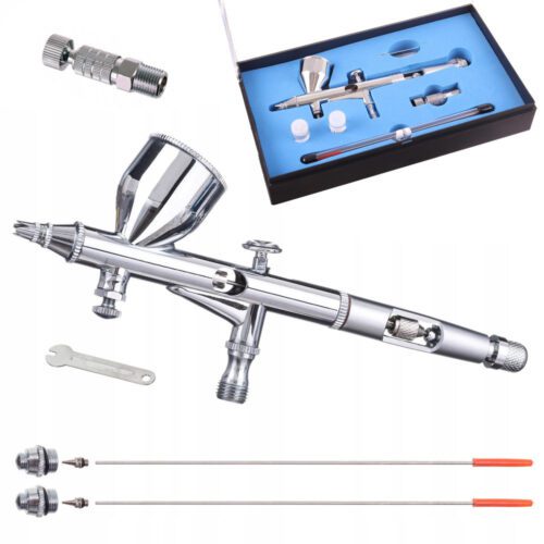 Modellező airbrush festékszóró készlet 3 fúvókával és gyorscsatlakozóval 0.2