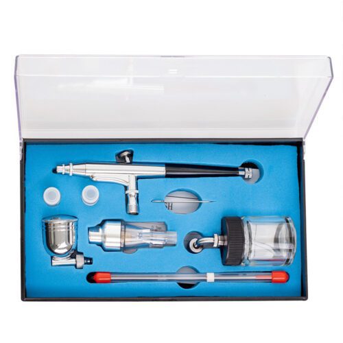 Professzionális oldalsó tartályos airbrush festékszóró készlet vízleválasztó szűrővel Technic HS-34KF - Image 2