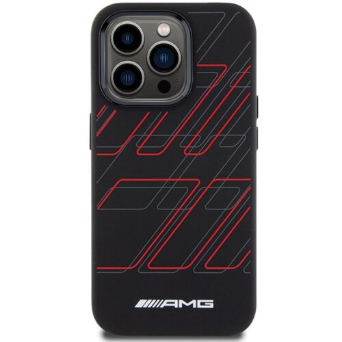 AMG AMHMP15L23SSPK iPhone 15 Pro 6.1" fekete keménytok szilikon nagyméretű rombuszok MagSafe mintával - Image 2