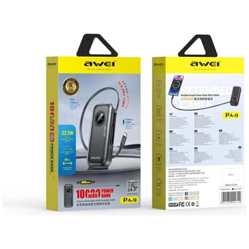AWEI PA-9 powerbank 10000mAh 22.5W - fekete - Image 2