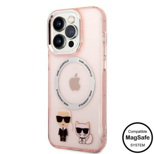 Apple iPhone 14 Pro KARL LAGERFELD KLHMP14LHKCP Magsafe TPU Hátlap - Rózsaszín