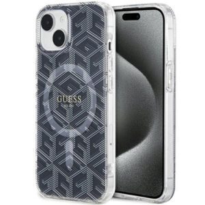 Eredeti tok GUESS GUHMP15MHGCUSTGK iPhone 15 Plus (Magsafe / IML GCUBE / fekete)