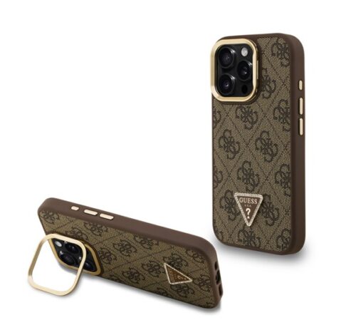 GUESS PU 4G STRASS TRIANGLE LOGO STAND műanyag telefonvédő (ütésállóság
