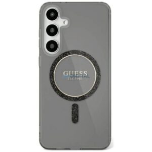 Guess GUHMS25SHFGEREK IML Glitter Circle MagSafe-kompatibilis tok Samsung Galaxy S25 - fekete