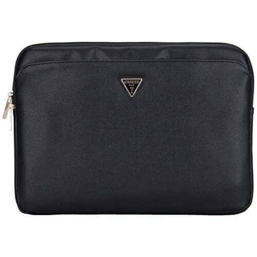 Guess Grained Zipper Pocket Triangle Logo laptoptáska 14" - fekete