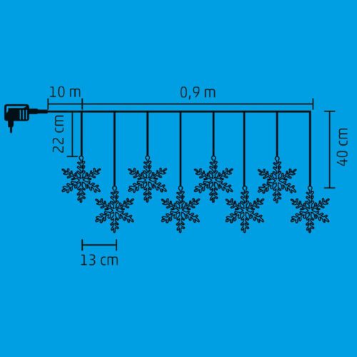 Home KAF 8/F LED-es hókristály fényfüggöny, 0,9 m / 8 db melegfehér LED akril hókristályban, átlátszó vezeték, hálózati adapter, kül- és beltéri kivitel - Image 2