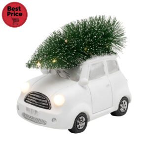 Home KDCA 15 LED-es kerámia fehér autó figura