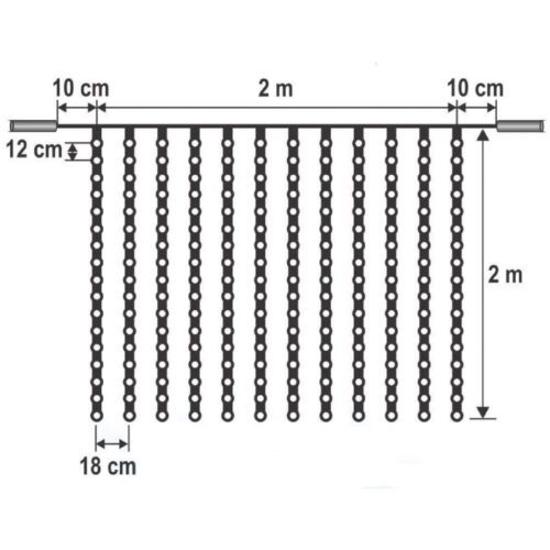 2x2 m / 204 db hidegfehér LED