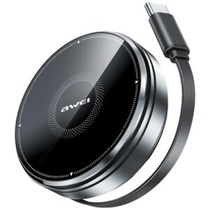 Indukciós töltő 3 1-ben AWEI W27 15W USB-C kábellel Gyors töltés fekete