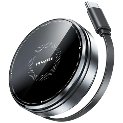Indukciós töltő 3 1-ben AWEI W27 15W USB-C kábellel Gyors töltés fekete