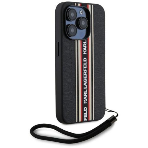 Karl Lagerfeld KLHCP15LPAMSCNSR Saffiano Athleisure Stripes Cord tok iPhone 15 Pro - piros - Image 2